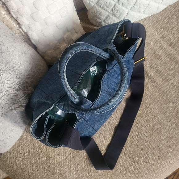 PRADA CANAPA AVIO DENIM LARGE SIZE TOTE, WITH STRAP... AUTHENTIC W/CARD... - Picture 3 of 16